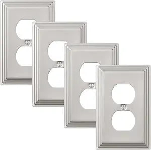 DEWENWILS 4-Pack Duplex Wall Plate, Metal Wall Outlet Cover for Receptacle
