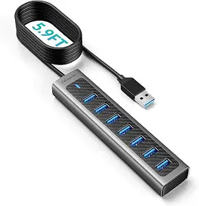 GiGimundo 6FT 7-Port USB 3.0 Hub with Long Cable for Desktop, Laptop