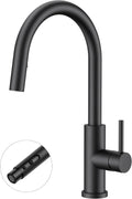 FORIOUS Kitchen Faucet with Hidden Pull Down Sprayer, Black Single Handle