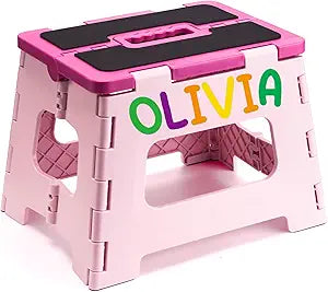 Delxo 9 Inch Kids Step Stool,400 Lbs Folding Step Stool for Toddler Pink