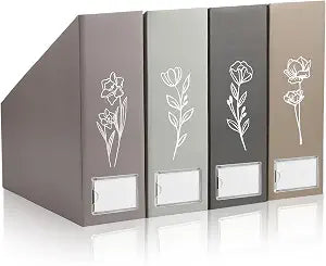 AmazingSpark Boho Floral Set of 4 Magazine File Holder Decorative