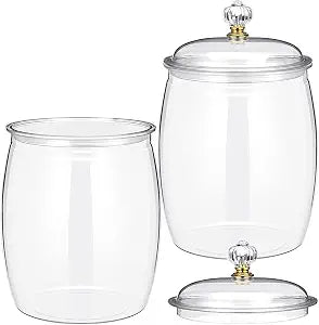 Lainrrew 2-Piece Clear Plastic Jars,78 oz Airtight Food Storage Canisters for Candy, Cookies, & Kitchen Organization,Apothecary Jar, Buffet Containers, Large Reusable Jars for Home Decoration