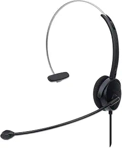 MANHATTAN USB Headset with Mic & 5 ft Cable - Cushion Mono/Single-Sided, On-Ear, in-line Volume Control, Adjustable Headband - for Desktop, Laptop, Computer, 179867