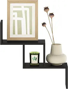 Furinno Rossi Wall Mount Floating Ladder Shelf, Espresso