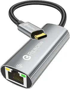 Reborn USB C to Ethernet Adapter 1Gbps, Driver Free USBC to RJ45 for Laptop