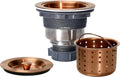 KONE 3/1-2 Inch Sink Drain Assembly Antique Copper Kitchen Sink Drain Kit Copper Stainless Steel Sink Basket Strainer Rubber Stopper, Sealing Lid/Removable Deep Waste Basket for Home, Kitchen