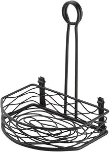 American Metalcraft SRBNB1 Semi-Round Wire Birdnest Condiment Rack Holder, Wrought Iron, Black