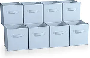 Sorbus Fabric Storage Cubes, 8 Pack, with Handles (Pastel Blue)