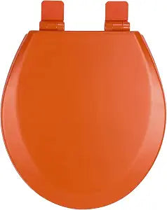 Toilet Seat, Slow Close, Soft Touch, Ultra-Smooth Matte Finish (No Orange-Peel Texture), Premium Moulded Wood, Quick Release, PIKLiDS (Orange, Round)