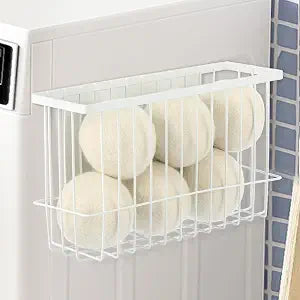 Magnetic Dryer Ball Holder for Laundry Room Dryer Ball Organization, Magnetic Lint Bin for Laundry Room Wool Dryer Ball Organizer, Iron Dryer Ball Container for Laundry Room StorageWhite