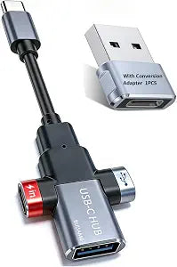 BUISAMG Small USB C HUB for Laptop, USB C Dongle for MacBook Pro, XPS