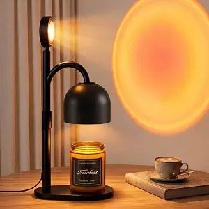 seenlast 2-in-1 Sunset Lamp & Candle Warmer Lamp with Timer 2 Bulbs