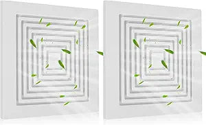 Calvana (2-Pack) BP90 Bathroom Exhaust Fan Cover, 9-1/4" x 9" Vent Cover Replacement, Compatible with Broan-NuTone, Square Ceiling or Wall-Mount, Fits Models BP46 663 670 671 675 688 689, White
