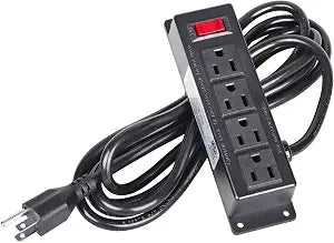 Mountable Furniture Power Strip with 4 Outlets, 10ft Cord