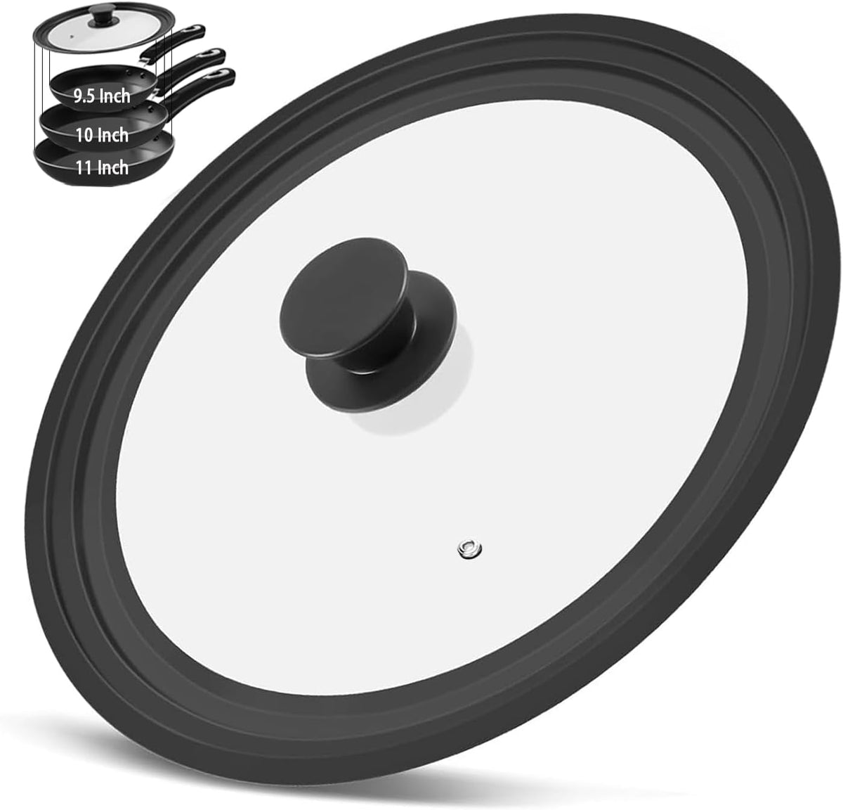 Universal Lid for Pots, Pans and Skillets, Fits 9.5", 10", 11" Cookware
