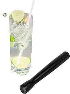 Restaurantware Black Plastic Cocktail Muddler, 8.3 x 1 In