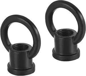 MECCANIXITY Eye Nut 15kg Max Load 29x35mm M10 Thread Ring Shape Female Loop for Hanging Lamp Chandelier, Black Pack of 2