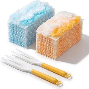 40-Pack Duster Refill for Swiffer Duster, Electro Static Dust Removal Refills with 2 Handles for Quick Dust Pickup, 1-Sided Disposable Dusters Refills for Cleaning Furniture, Blinds and Ceiling Fans