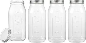 novelinks 64 oz Large Plastic Mason Jars with Airtight Lids Wide Mouth