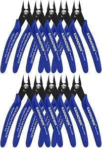 Small Wire Cutters 10 Pack- KAIHAOWIN 170 Wire Flush Cutters Wire Clippers Nippers Clean Cut Pliers Side Cutter Diagonal Cutting Pliers for Electronic Floral Heating Wire Model Sprue Soft Copper, Blue