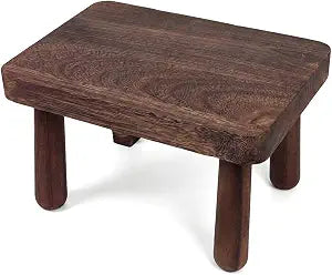 Chestnut Solid Wood Small Step Stool, Dark Brown, 11.8 x 8 x 7 in, Footrest Bench for Adults
