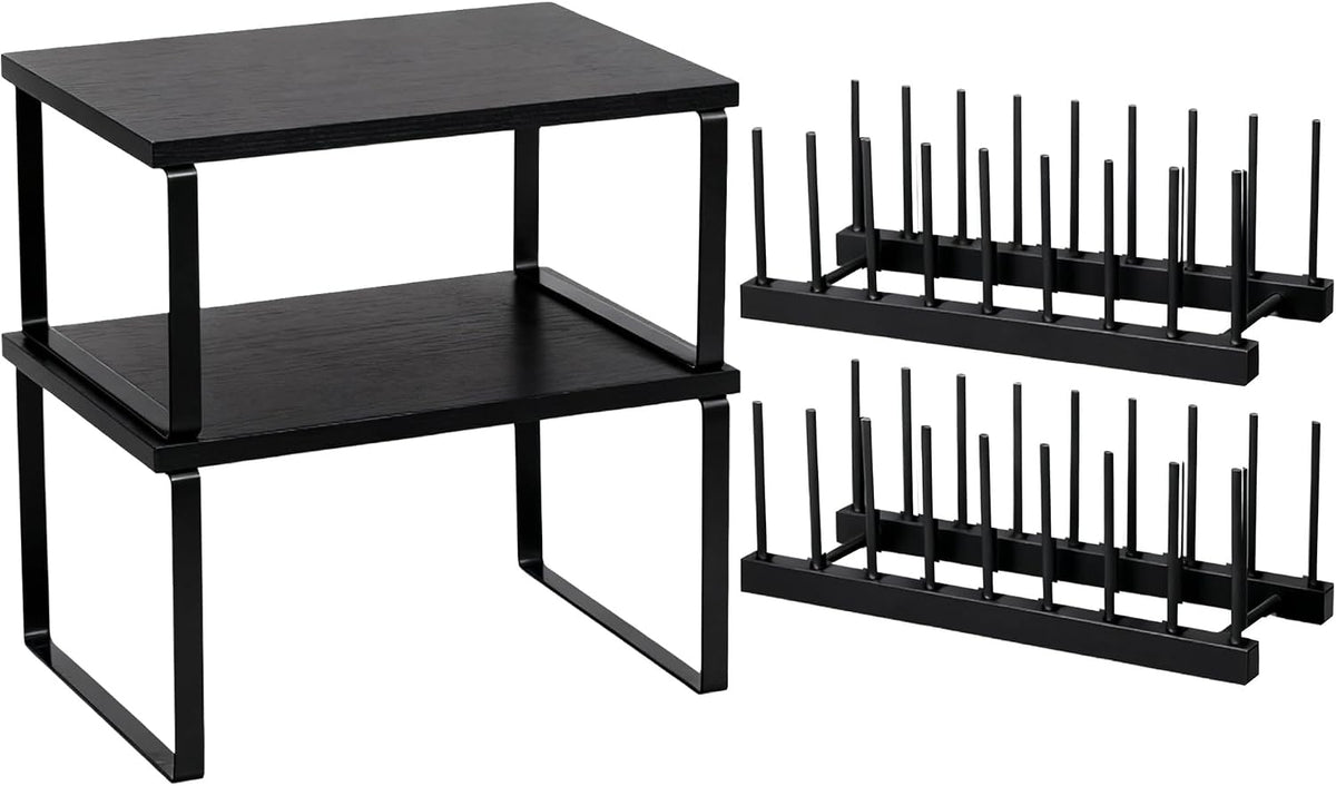 4 Pcs Kitchen Organizer Accessories Set for Cabinet, Black, 11.8 x 7.9''