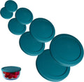 1, 2, 4 & 7 Cup Turquoise Replacement Lids/Covers for Pyrex, Anchor Hocking & KlareWare Storage Bowls *Lids Only Glass Container Not Included* (8 Pack *Two of Each Size*)