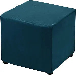 uxcell Stretch Foot Stool Cover Square Footrest Slipcover with Elastic Footstool Protector for Living Room Bedroom Fit Length 33-45.7cm/13-18inch, Peacock Blue