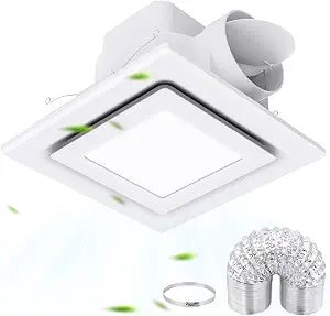 LANMEL Bathroom Exhaust Fan with Light,10" Panel Ceiling Ventilation Fan