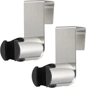 uxcell 2 Pcs Handheld Shower Head Holder, Stainless Steel Shower Head Holder Punch-Free Wall Mount Shower Bracket Bathroom Shower Wand Holder for Shower Bathroom, Silver