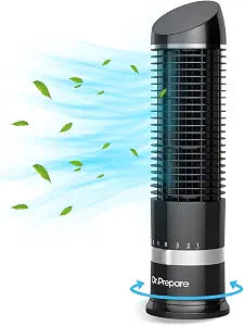 DR.PREPARE Oscillating Tower Fan, Desk Table Fan with 3 Speeds, Quiet Cooling, 60 Oscillation, 16 Inch Personal Small Bladeless for Bedroom Home Office Desktop