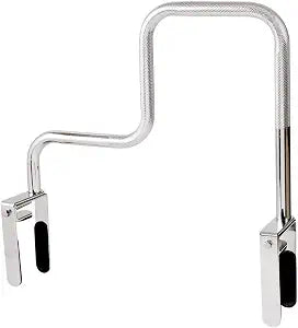 DMI Chrome Plated Adjustable Grab Bars for Bathtub and Showers for Seniors, Rust-Resistant Safety Rail with Textured Non-Slip Handle, 250 lb Capacity, Brackets Fit 3.3" - 5.8 Tub Walls