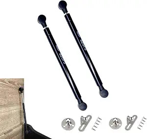 2 Pack 14Inch 150N/33 lbs Soft Close Toy Box Hinges Gas Strut Safety Hinges for Heavy Curved, Round, Arched & Flat Lids, Cabinet(Black) (2, Black)