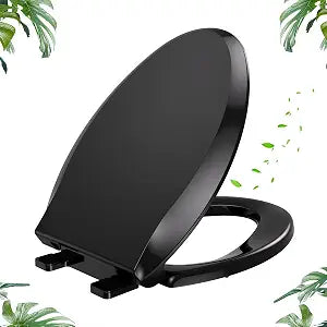YASFEL Elongated Toilet Seat, Soft-Close, 18.5" Black
