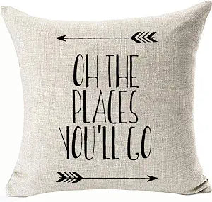 Oh The Places You'll Go Double Side Cushion Covers Motivational Inspiring Decoratives Throw Pillow Covers Pillowcases Color: Oh The Places You'll Go