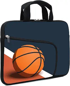 Laptop Sleeves 14 15 15.4 15.6" Chromebook Case Notebook Sleeve PC Messenger Bag Tablet Case Neoprene Handle Sleeve for Men Women, Two Pockets (Basketball)