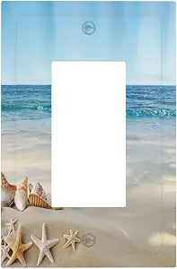 Outlet Covers Summer Beach Starfish Shells 1 Gang Light Switch Cover Plate Single Rocker Switch plate Covers Decorative Wall Plates Electrical GFCI Receptacle for Bathroom Home Decor