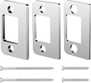 Stainless Steel Universal Residential Security Striker, Set of 3 Different Thickness, Universal Standard Door Strike Plate with Shim, Door Gap Blocker Kit Block Access to Latch