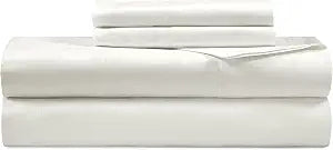 ROYALE LINENS 300 Thread Count 100% Long Staple Combed Cotton Striped Sheet Set - 4 Piece King Bed Sheets - 1 Fitted, 1 Flat & 2 Pillow Cases - Soft Cool & Crisp Sheet Set (King, Multi Stripe White)