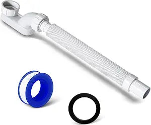 VIVIDA 1-1/2" Bathtub Shower Drain Pipe, Low Profile P Trap, White, 1-Pack