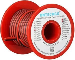 BNTECHGO 20 Gauge 2 Conductor Parallel Silicone Wire Red Black 25ft Cable