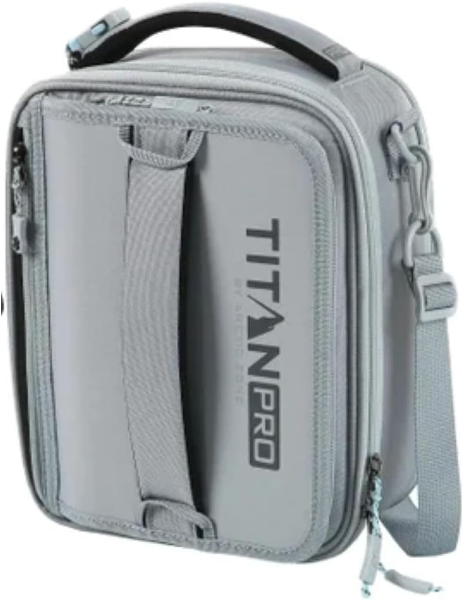 Titan PRO Expandable Lunch Box by Arctic Zone with Ice Walls & Leak-Proof Bento, Keeps Food Cold Up to 6 Hours (Grey/Silver)