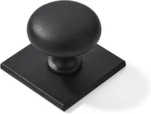 khtumeware 2 Pack 1-1/2 Inch Matte Black Cabinet Knobs with Vintage Backplate - for Drawers, Cabinets & Bi-Fold Doors