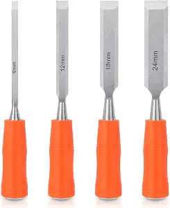 4 Piece Wood Chisel Set, 6mm, 12mm, 18mm, 24mm Woodworking Tools Set