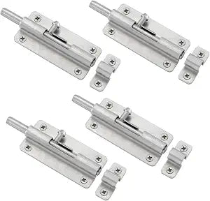 HOME MASTER HARDWARE 4 Pack Barrel Bolt Latch,3 in Door Security Slide Latch Lock for Door Chest Window Fence,Silver