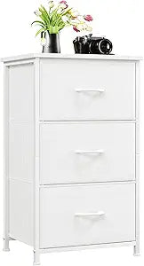 Somdot Small Dresser for Bedroom, 3 Drawer Storage Cabinet, White