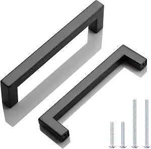 KNOBWELL 6 Pack 5 inch Black Cabinet Handles Drawer Pulls Kitchen Handles