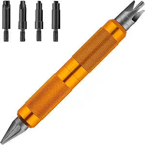 Ludex Case Prep Multi-Tool for Case Trimmer, Crafting Case Pocket Cleaner, Reamer and Chamfer Deburring Tools -Reloading Tool for .17 to .45 Caliber (orange color)