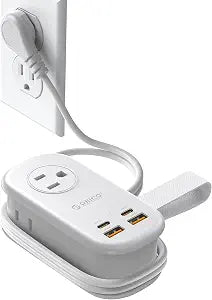 ORICO 65W GaN Travel Power Strip with Flat Plug and 4FT Extension Cord