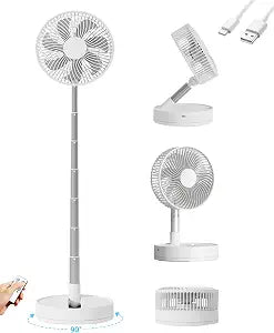 Portable Fan, 31'' Oscillating Standing Floor Fan, 5400mAh Battery Powered Foldable Desk Fan with 4 Speeds8H Timer, Personal Floor Fan for Bedroom, Small Travel Fan for Outdoor